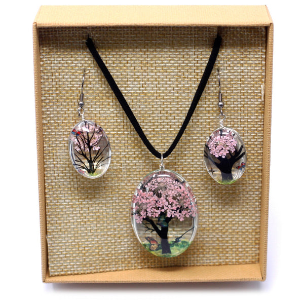 Schmuck-Set aus echten Blüten