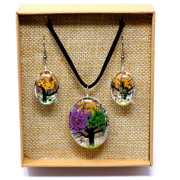 Schmuck-Set aus echten Blüten